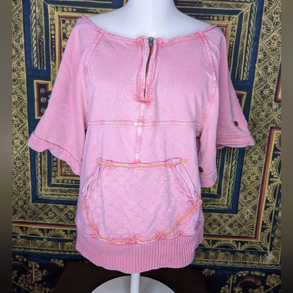 Free People Convertible Sleeve Distressed Pull Over